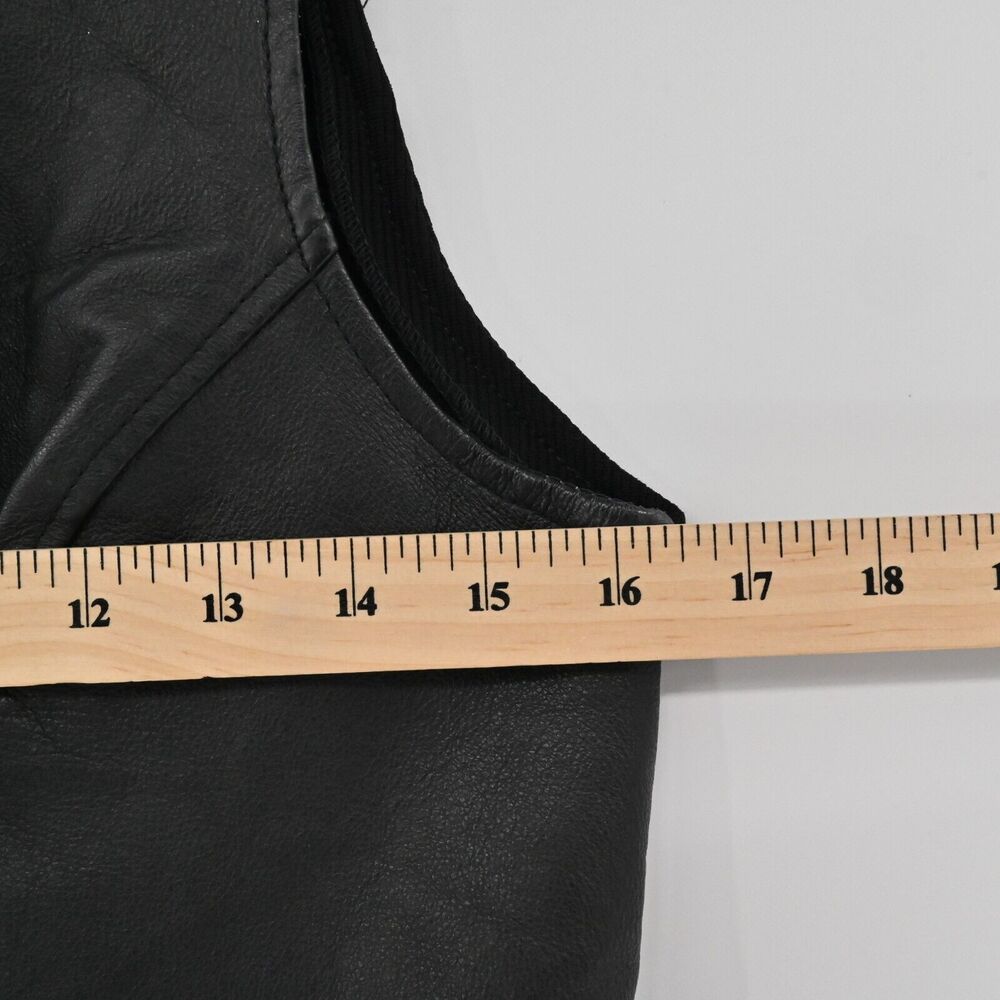 Vtg SAVANNAH Vest Womens Sz S Black Leather Combo‎ Zip Up Sleeveless Biker Retro - Picture 11 of 12